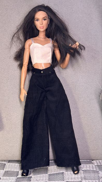 Piekny komplet ubranek dla lalki barbie spodnie i top