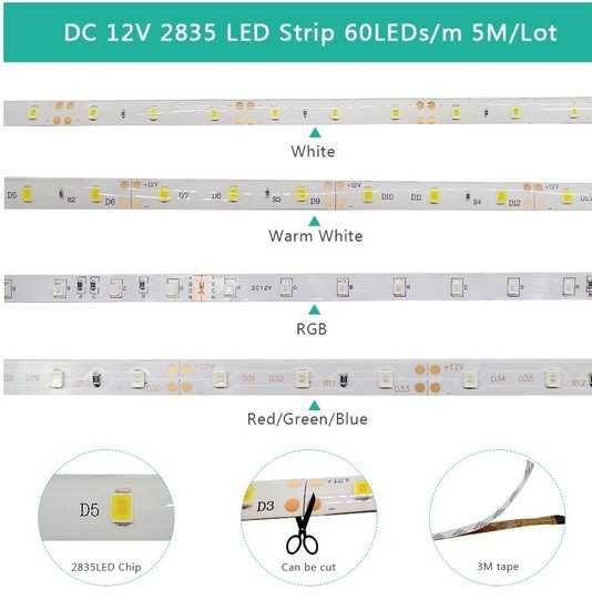 Fita Led SMD2835 ou 5050 60led/m 300leds 12VDC Rolo 5mt