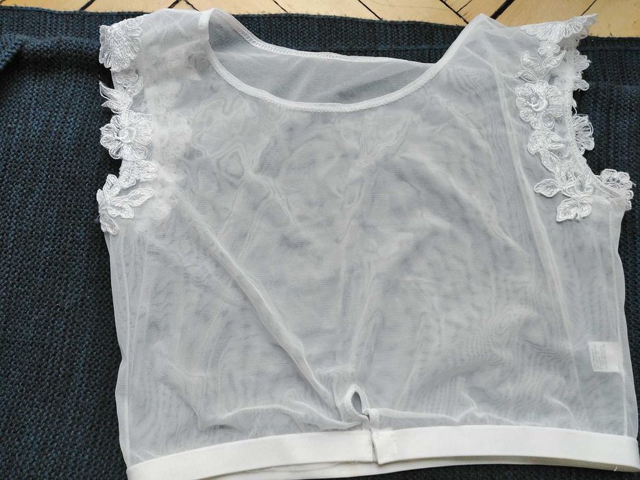 Bolerko ślubne białe koronkowe XS