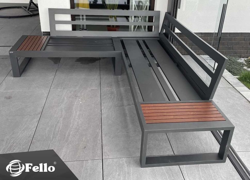 zestaw wypoczynkowy narożnik ogrodowy meble aluminiowe