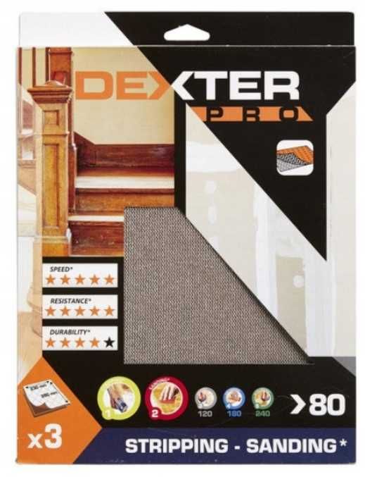 Dexter Pro Siatka ścierna rzep P 80 1 230x280 3 szt Papier ścierny