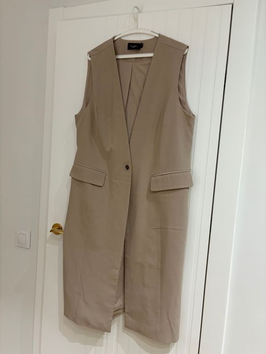 Kamizelka bezrękawnik elegancki garniturowy beżowy karmelowy Monnari