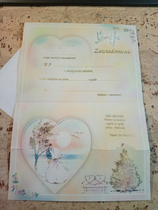 najtańsze zawiadomienia na ślub - retro PRL - 7 szt.