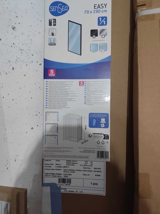 Resguardo duche de vidro fixo 70x190 e porta de fole 90-100x190.