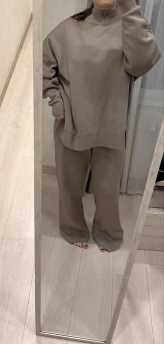 костюм Vovk трикотаж вязка бежевий oversize великий розмір