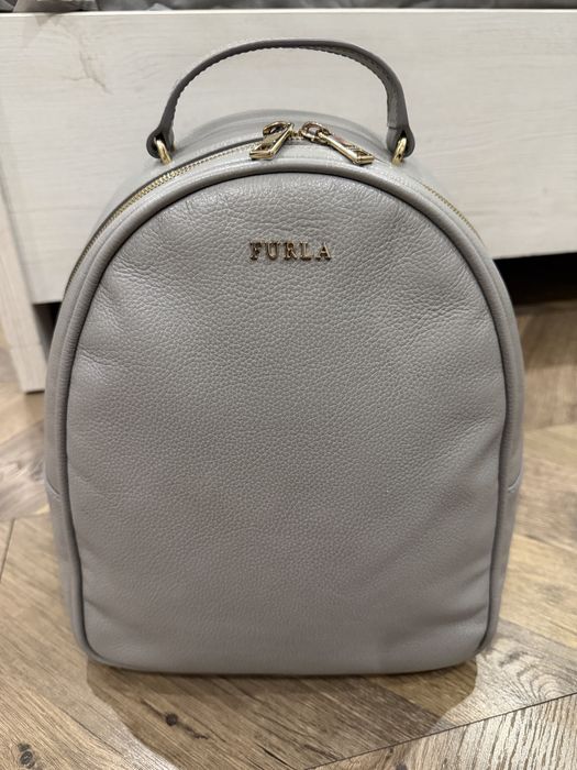FURLA Robin Medium Leather Backpack Grey шкіряна сумка рюкзак жіноча
