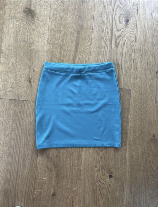Spódnica tuba XS morska turkusowa niebieska dopasowana 34 mini