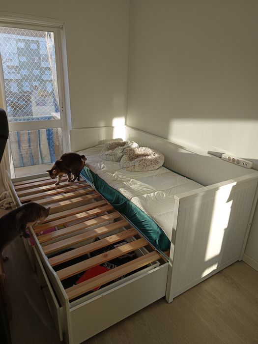 Cama Divã IKEA HEMNES Branca (80x200 / 160x200) + Colchão VESTERÖY Grátis