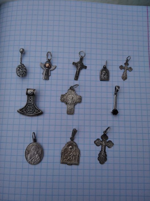 Серебряная цепочка цепь браслет крестик иконка пирсинг серебро 925