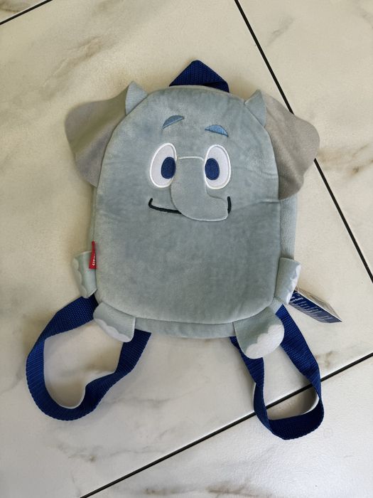 Детский плюшевый мягкий велюровый рюкзак рюкзачек слоник