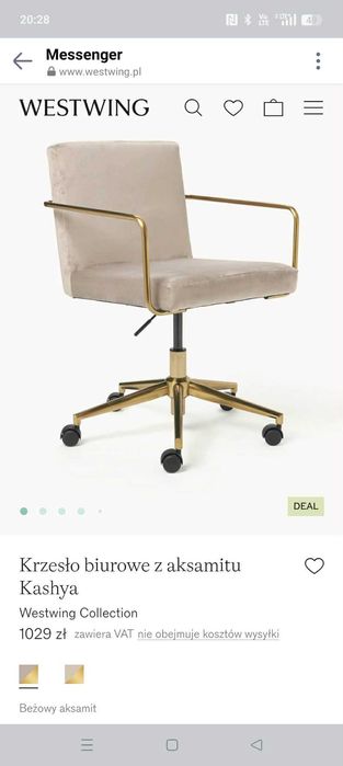 Krzesło biurowe z aksamitu Westwing