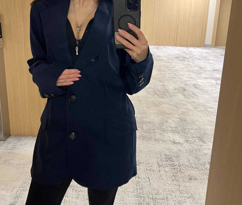 MARYNARKA ciemnoniebieski oversize