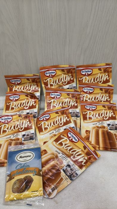 94)Zestaw 10 szt BUDYŃ Toffi DR. OETKER 40g + cukier waniliowy 3xdo Lodów Deserów i Naleśników Słodki Dodatek