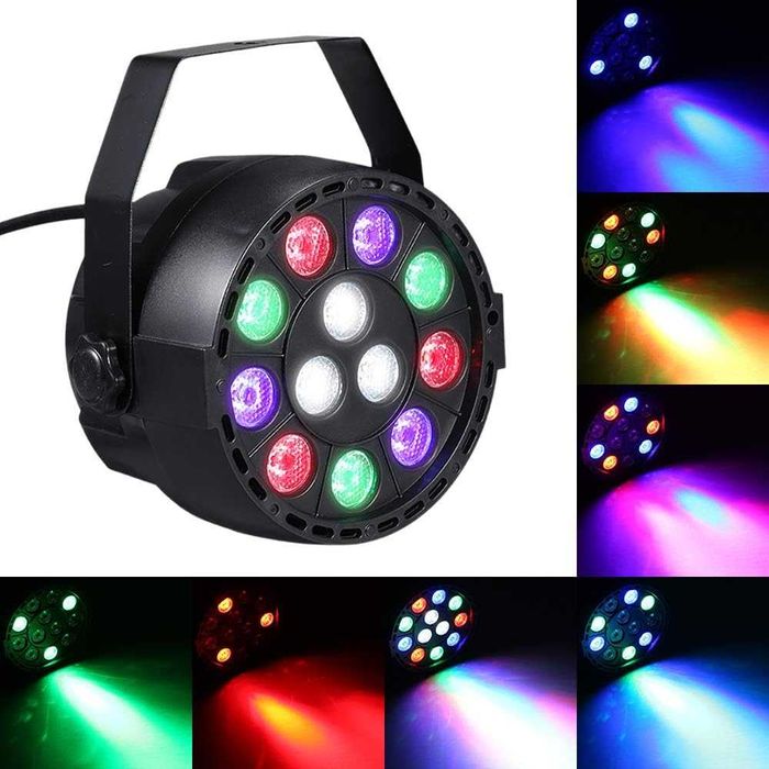 4x Oświetlenie sceniczne Światła dyskotekowe imprezowe 12LED RGB DMX