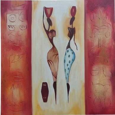 Pintura Tribal em Tela c/ Assinatura (80x80x4cm)