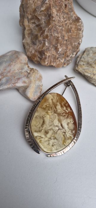 Amber bursztyn baltycki broszka