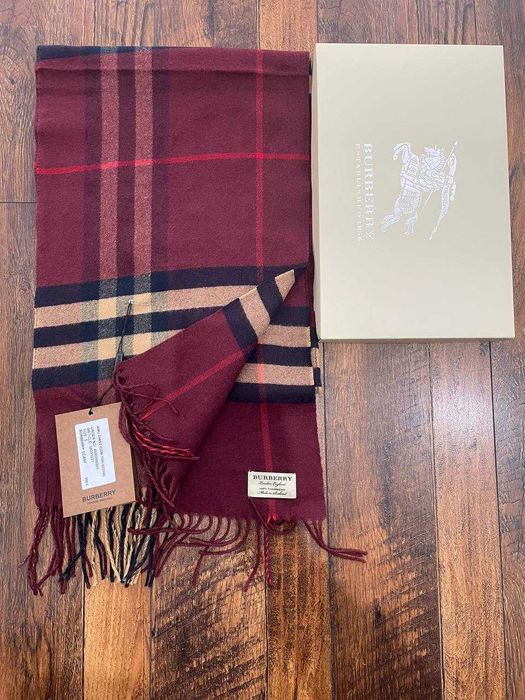 Шарф Burberry червоний кашеміровий 32/180см
