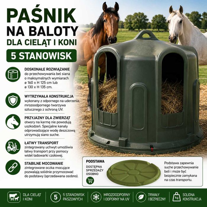 Paśnik Dzwon Na Siano Dla Koni Alpak Na Bele Baloty 120 - 160 cm