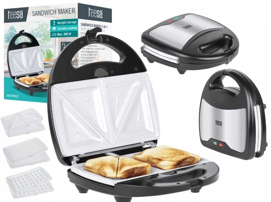 Opiekacz gofrownica grill 3w1 Teesa TSA3221 Powłoka ceramiczna 800W