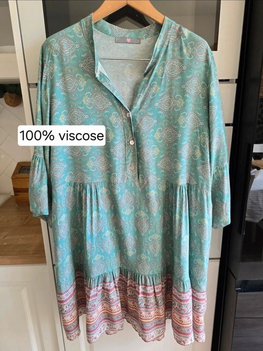 Sukienka z wiskozy etno boho z falbankami