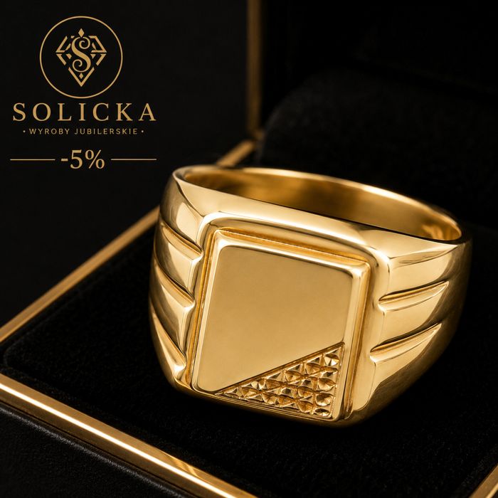 Złoty sygnet 585 rozmiar 18 waga 4,60 g