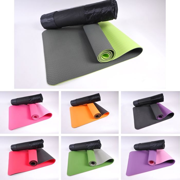 Коврик + чехол Yoga Mat TPE 6/8мм, каремат для фитнеса, йоги,пилатеса
