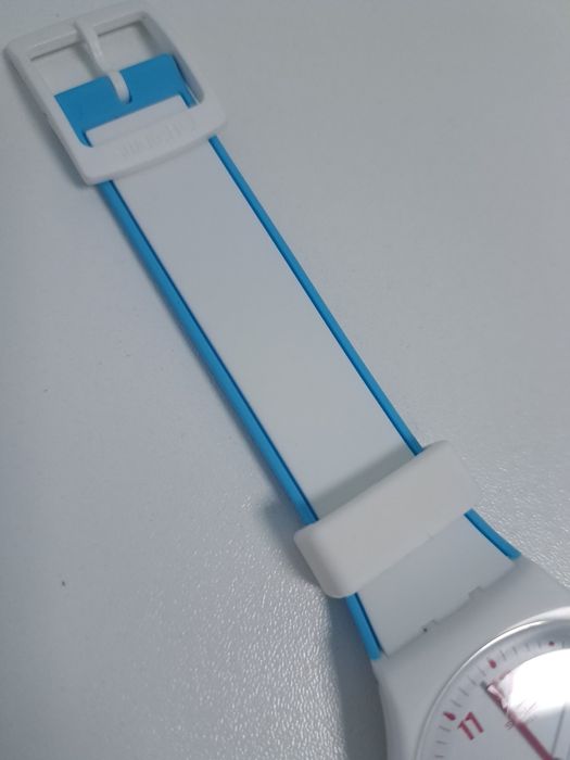 Zegarek swatch gent biały różowy błękitny sportowy