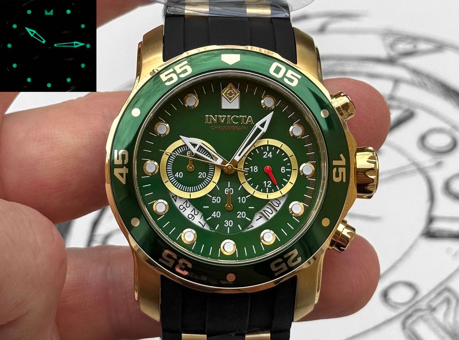 Годинник Invicta 6984 Pro Diver Scuba Green Gold 48 mm. 100 MT.