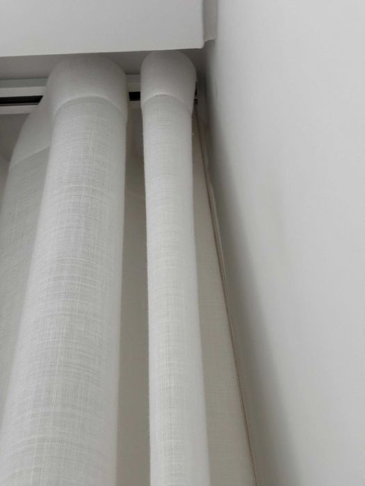 3 cortinas efeito tripla onda 2,90m/2,91m e 2,95m x 2,60m tecido linho - sala/quarto
