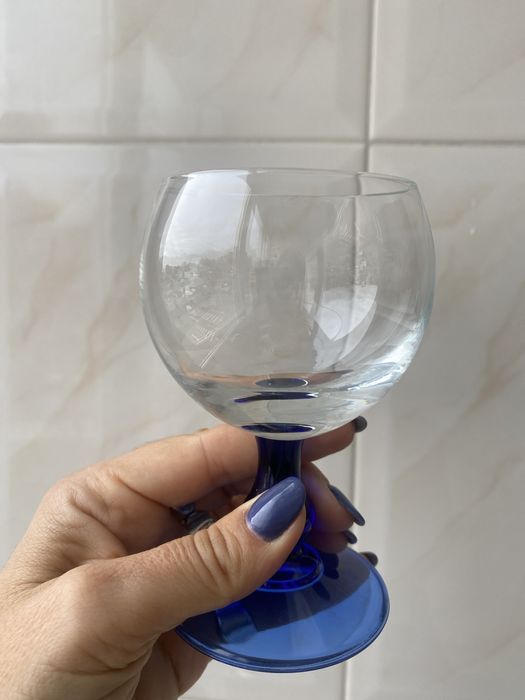 Conjunto Copos com pé em azul