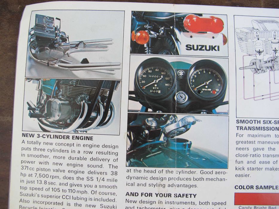 Brochura Suzuki GT 380 - Publicidade Mota Antiga