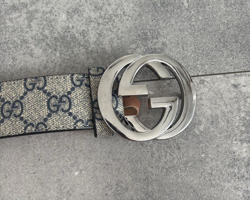 Pasek gucci nowy szara klamra