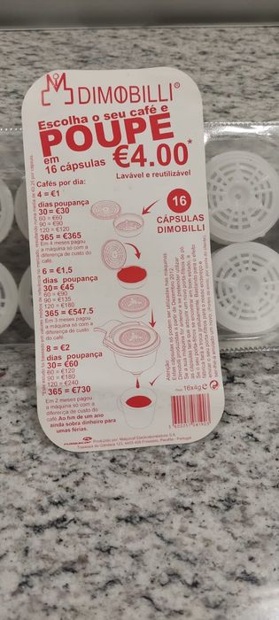 Punhos máquina café Dimobilli com cápsulas reutilizáveis