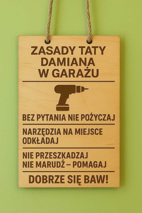 Tabliczka do garażu na dzień taty