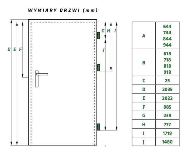 Ościeżnica stała biała rozmiary 60-90