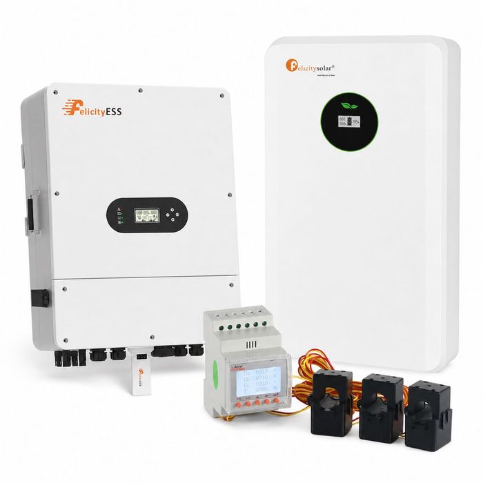 Felicity Solar – Pack 3 Kit Solar Híbrido 10 kW Trifásico + Inversor 48 V, Bateria LiFePO₄ 11,8 kWh e Smart Meter