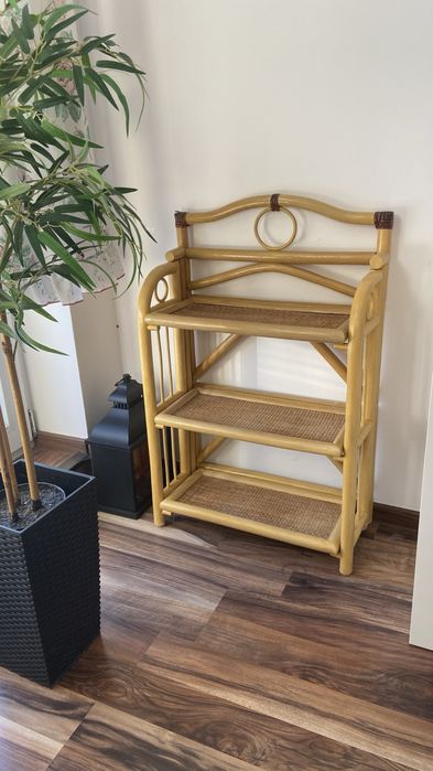 Półka bambusowa rattanowa boho kwietnik ratan vintage retro drewniana