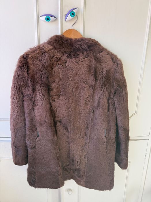Casaco de pêlo vison castanho chocolate