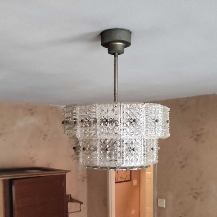 Candeeiro de teto em vidro, vintage