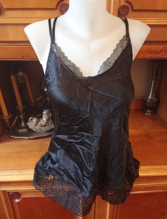 Шовкова майка топ нічна сорочка комбінація шовк intimissimi чорна