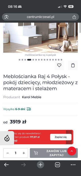 Łóżko piętrowe z biurkiem, szafą i schodami z szufladami – stan  dobry
