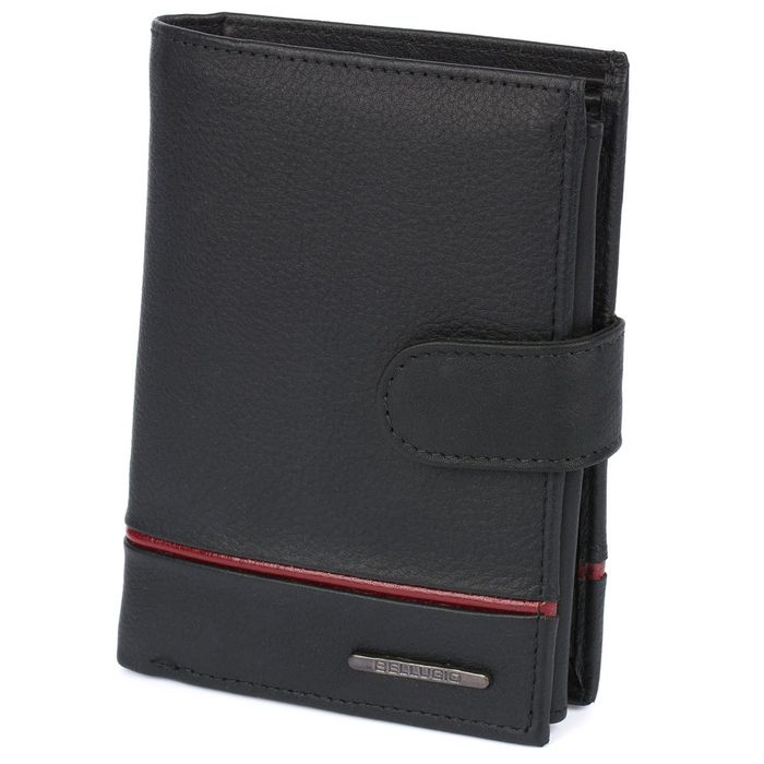 portfel męski z lampasem bellugio  - czarno-czerwony