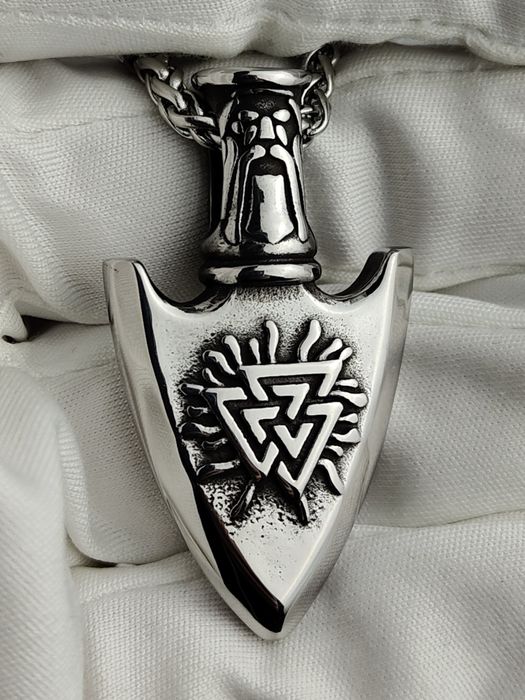 NOWY Naszyjnik wisiorek męski stalowy viking nordycki grot