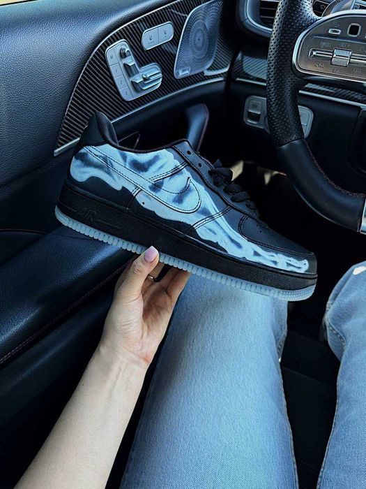 Мужские кроссовки Nike Air Force Low Skeleton Full Black. 40-45