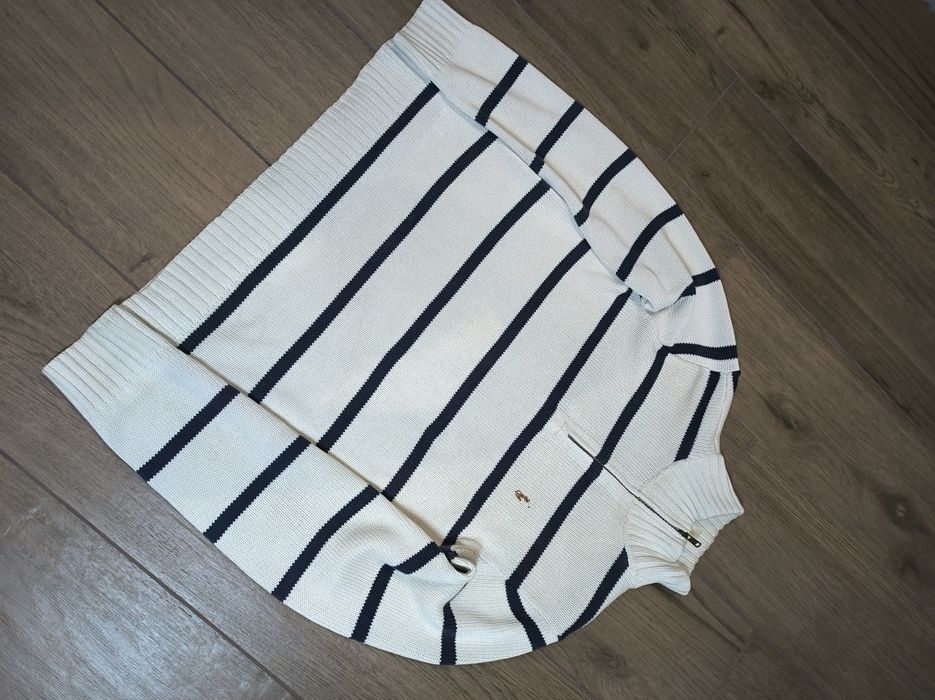 Білий в'язаний 1/3 зіп светер в лінію Polo Ralph Lauren