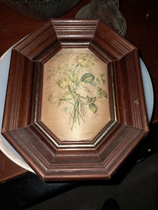 Quadro parede madeira e tecido