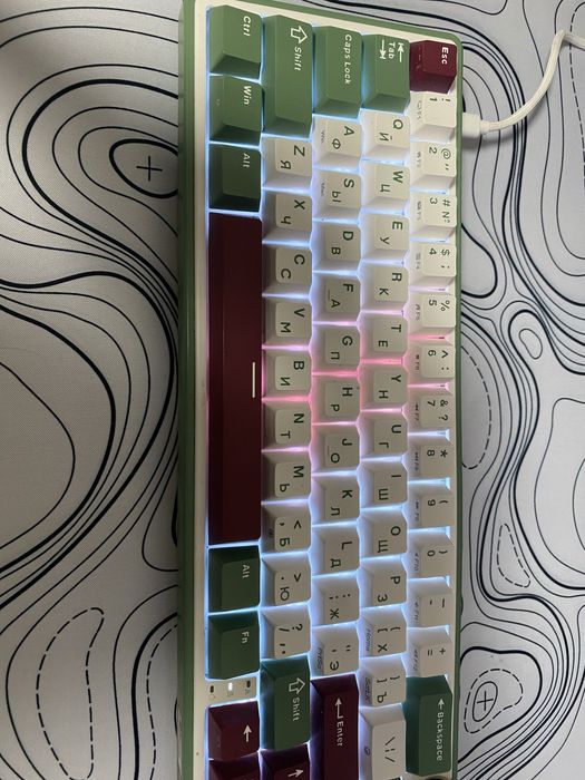 Клавіатура Royal Kludge R65 Біло-Зелена формату 65%, Chartreuse Switch