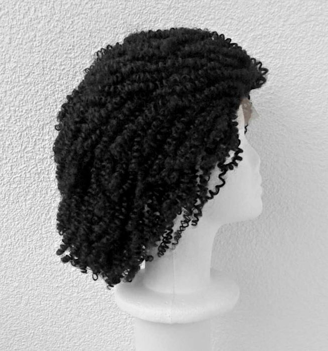 Lace Front czarna lokowana peruka na co dzień afro cosplay wig