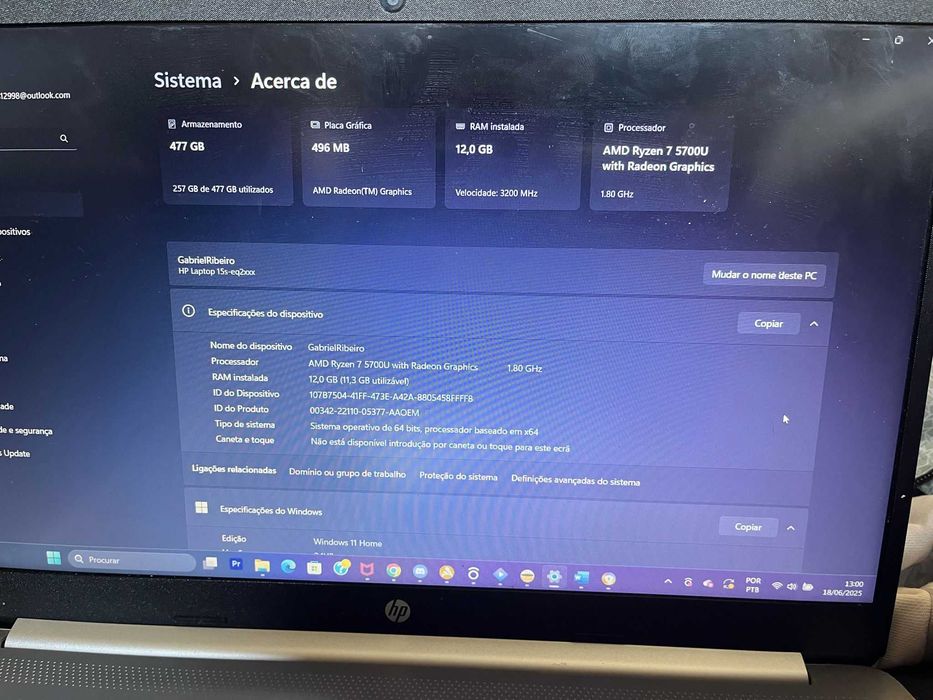 Portátil (15.6'' - AMD Ryzen 7 5700U - RAM: 12 GB - 512 GB SSD -
