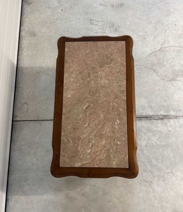 Mesa de centro Vintage de madeira com mármore